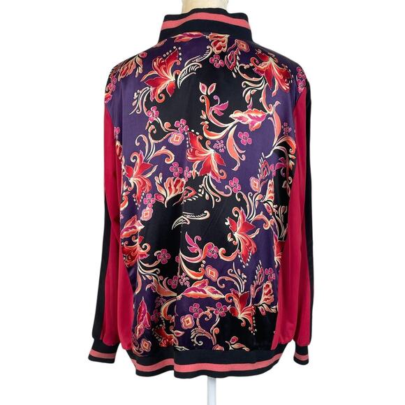Koos Of Course Silk Floral Boho Bomber Jacket Women’s 1X Maximalism Statement - Picture 6 of 8